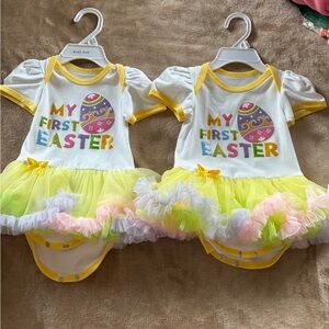 Twins Colorful Easter Baby Tutu Onesies 6m & 9m